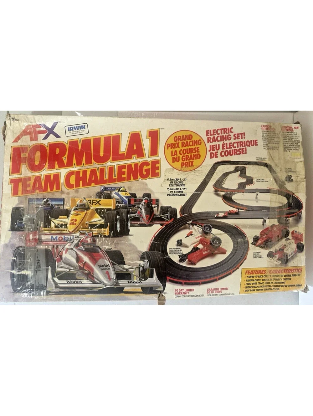 Vintage Tomy AFX Formula 1 Team Challenge Slot Car Track Set Controllers Power